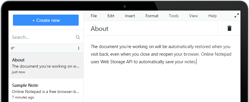 Nunseo Online Notepad Screenshot
